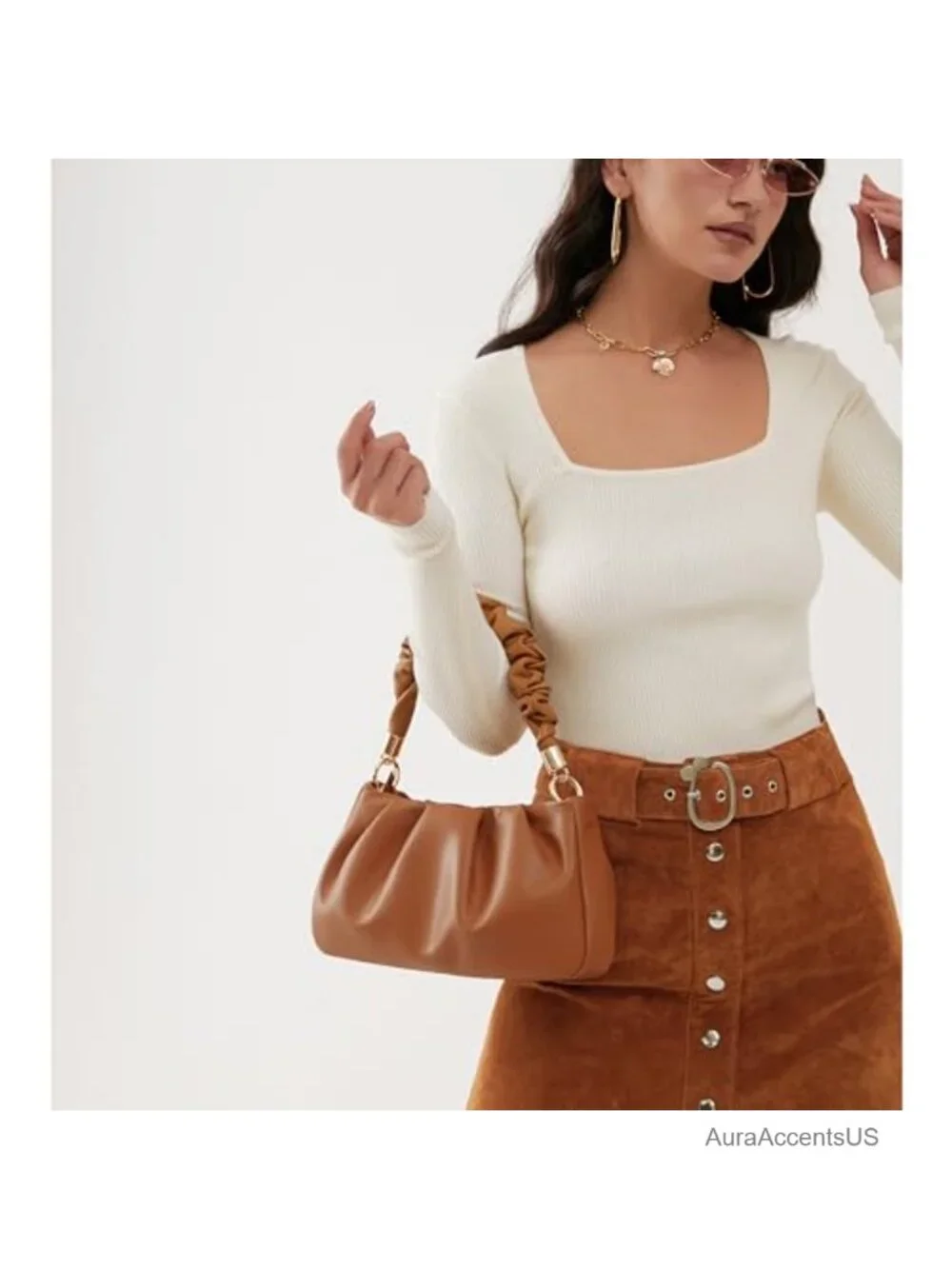 Cloud Pouch Hobo Bag Women Vegan Leather Crossbody Chain Shoulder Handbag